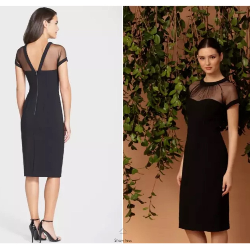 Maggy London Black V-Neck Sheath Midi Dress